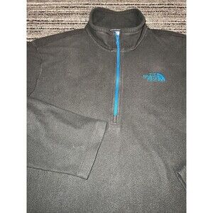 The North Face 1/4 Zip Pullover Fleece Sweater Mens Large Logo Cozy Grey Polar